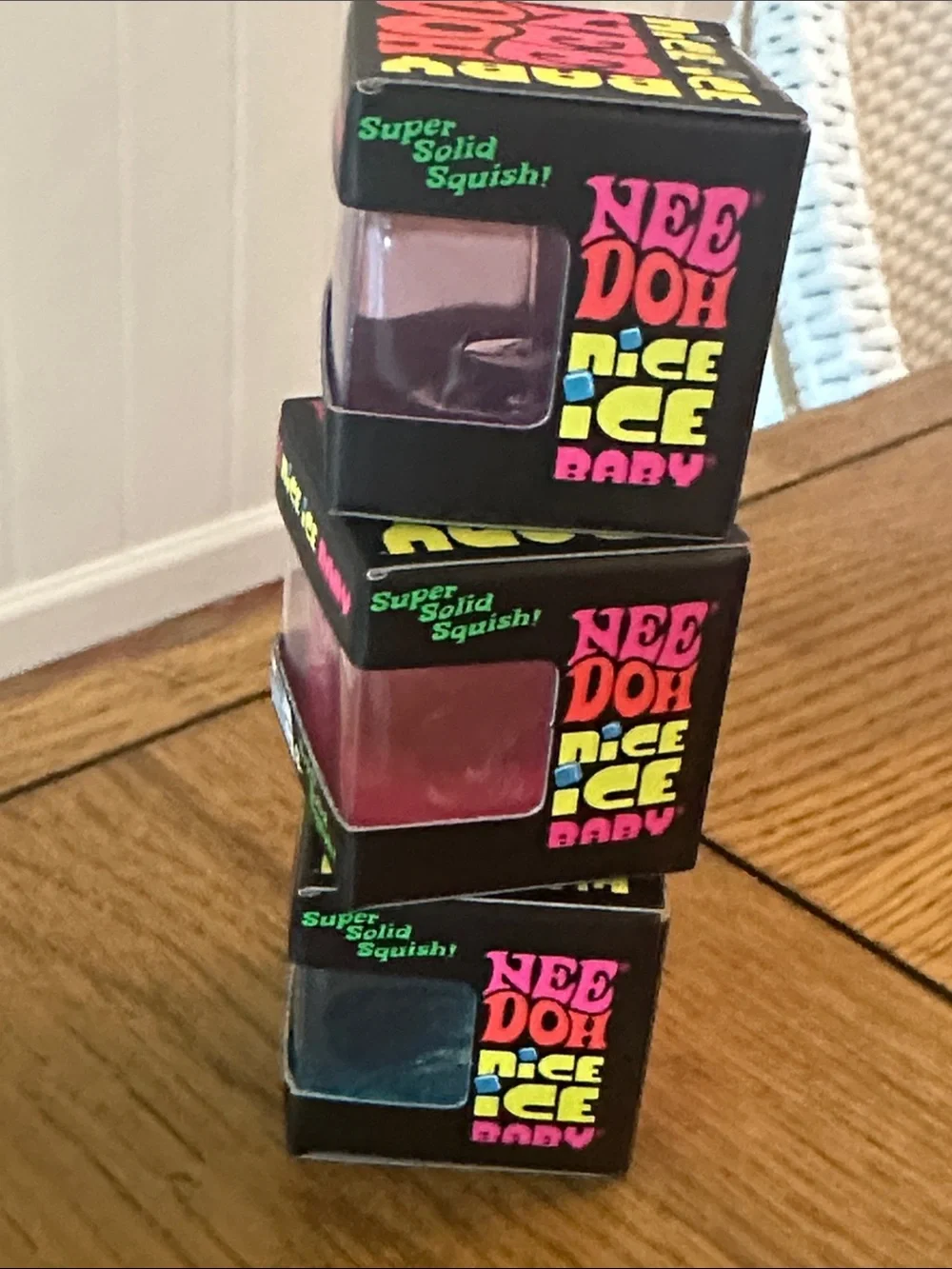 Schylling NeeDoh Nice Ice Baby Super Solid Squish - Purple, Pink, Blue (3 Total)